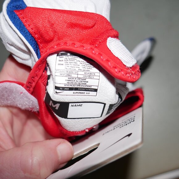 Nike Superbad 6.0 Padded Football Gloves Size M Red White Blue USA NWT - Picture 7 of 7